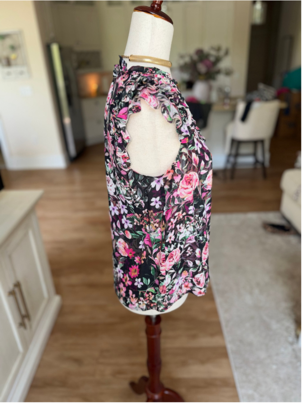 GENERATION LOVE Black Pink Floral Ruffle Blouse - Picture 5 of 7